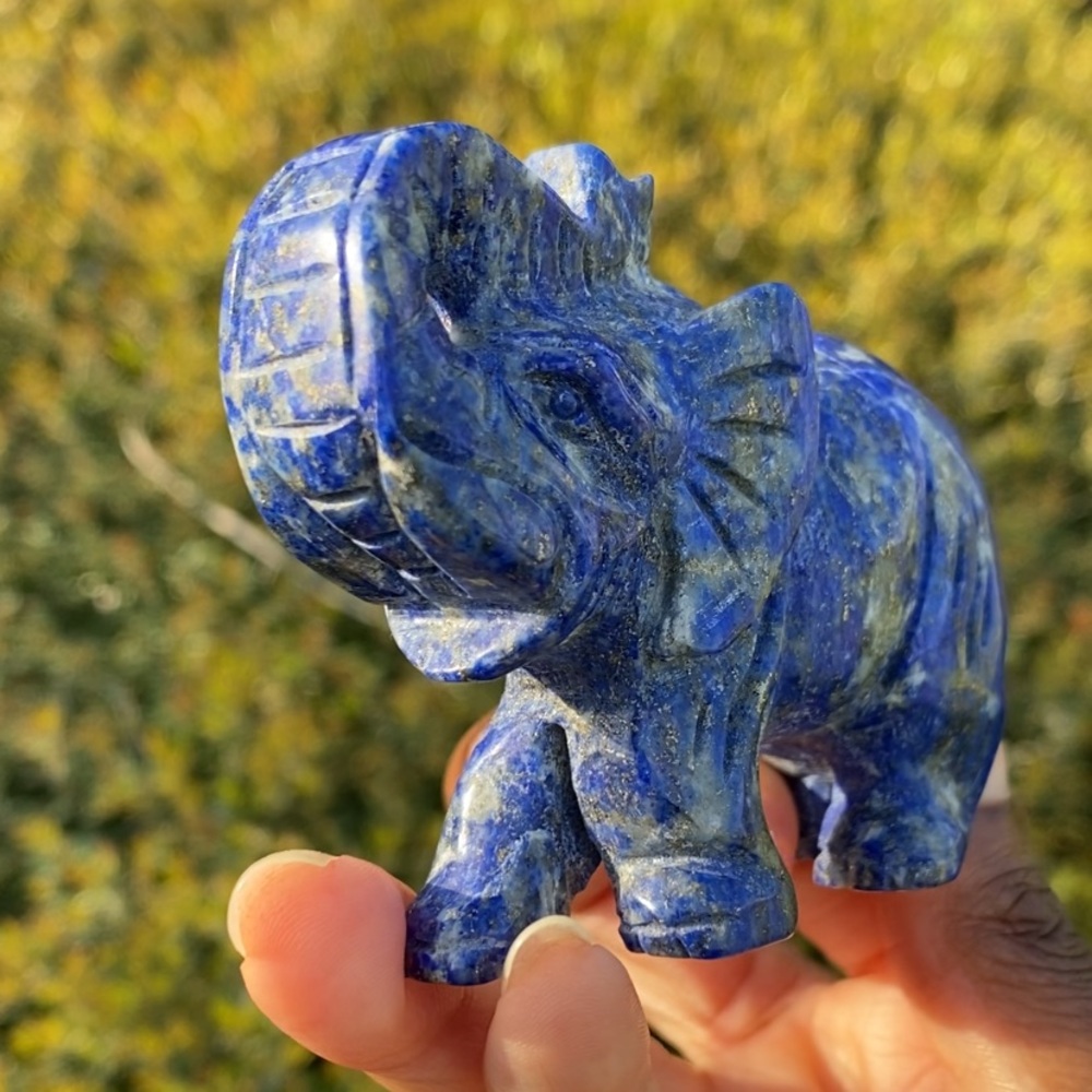 Lapis Lazuli with Pyrite Elephant Carving - Picture 6 of 13